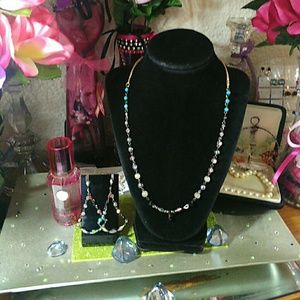 🆕Multifaceted Crystals & Real Turquoise 2PC📿Set